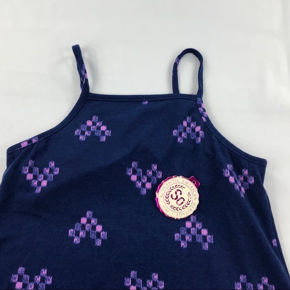 NWOT SO Girls Strappy Casual Sun Dress Blue w/Pixilated Heart print - Picture 4 of 7